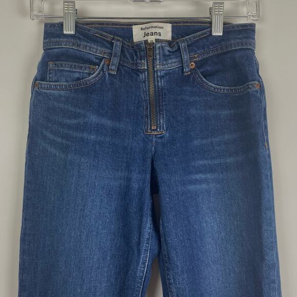 Reformation Julianna Y2K Blue Zip Front Straight Leg Jeans Women’s Size 23 - Picture 4 of 10